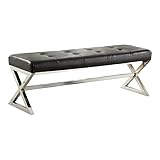 Homelegance Metal Base Bench, Black