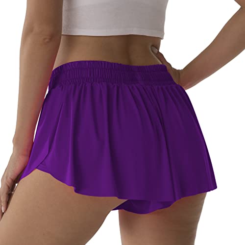 Image of Flowy Athletic Shorts for Women Running Tennis Butterfly Shorts Girls 2-in-1 Double Layer Quick-Drying Comfy Shorts