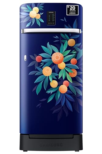 Image of Samsung 189 L, 5 Star, Digi-Touch Cool Digital Inverter, with Display Direct-Cool Single Door Refrigerator (RR21C2F25NK /HL,Orange Blossom Blue, Base Stand Drawer)