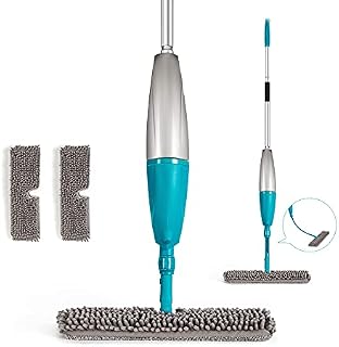 Spray Flat Mop for Floor Cleaning, Flexible Neck Mop with 2 Washable Pads and 500ML Refillable Water Bottle, Dust Mop Hardwood Floor Mop for Home, Kitchen, Laminate Floor, Ceramic Tiles