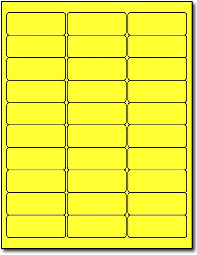 Color Address Label - 750 Fluorescent Address Labels - Multipurpose Use - Yellow Color Label - Label Size 1" X 2-5/8" - 30 Per Page - 750 Labels - Laser And Inkjet Printer (Yellow) #TOP16
