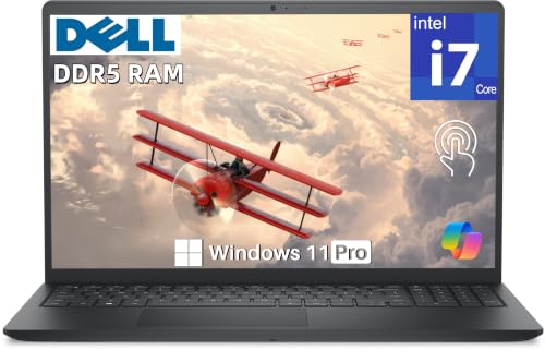 Image of Dell DC15250 Ai Touchscreen Laptop 16GB DDR5 512GB SSD Intel Core i7 CPU | Up to 5.00 GHz | 15.6 inch FHD LED 220 Nits Anti-Glare, Wi-Fi6, Webcam, Copilot Key, Black - Windows 11 Pro