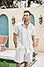 COOFANDY Men Linen Suits Summer Beach Guayabera Outfit Button Down Shirt and Short