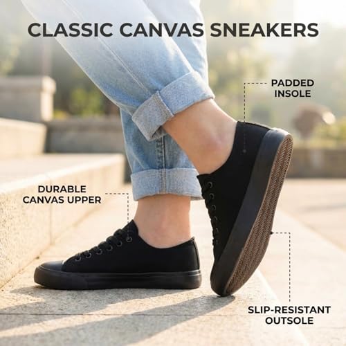Image of Canvas Shoes for Women, Women's Fashion Sneakers | Casual Low Top, Lace Up, Rubber Sole, Canvas Upper, Cushioned Insole