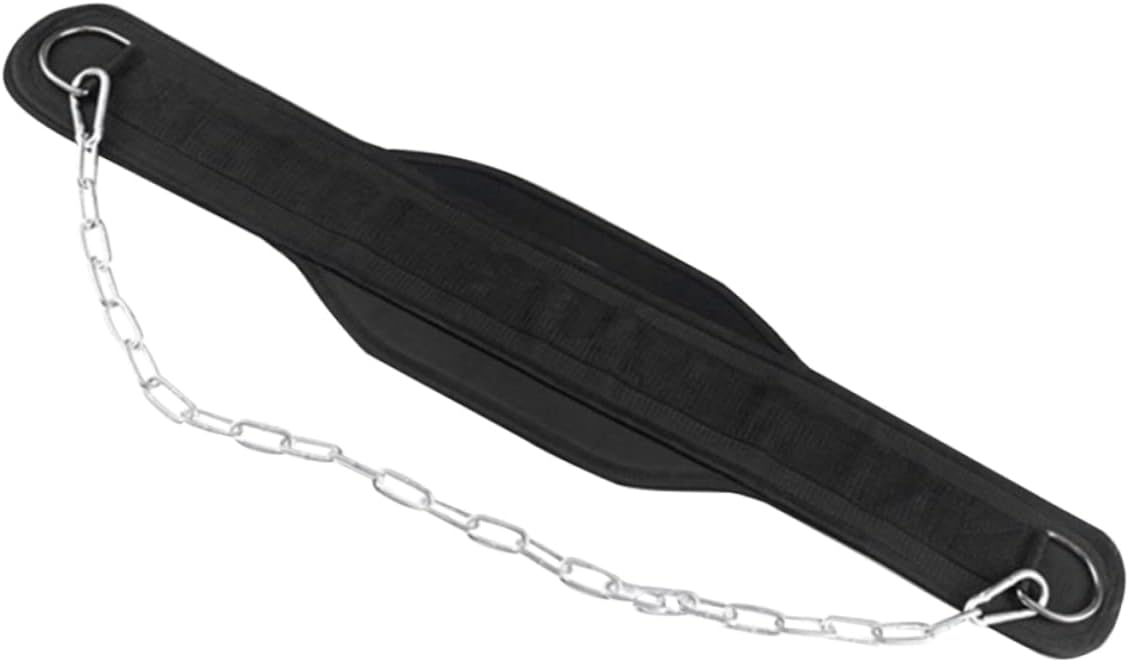BESTonZON Weightlifting Waist Belt with Chain Resistance Training Equipment for Men Women Durable Black Waist Support for Bodybuilding Squats Core Strength and Fitness Activities