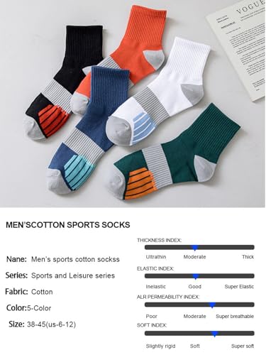 Mens Athletic Socks Compression Cushioned Crew basketball Socks 5 Pairs With Arch Support Sports Socks 6-12 6
