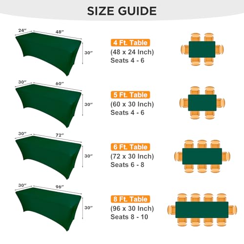 Image of SEPARO 2 Pack 6 Ft Hunter Green Spandex Table Cover Fitted Rectangular Tablecloth Stretchable Fabric Table Cloth 6 ft Wrinkle-Free for Party Tradeshows Banquet Weddings Cocktail