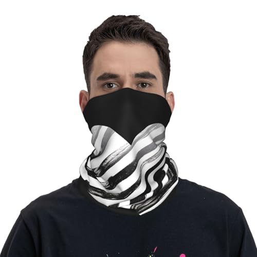 Neck Gaiter Face Mask UV Protector Scarf Breathable Windproof Face Cover Black and white striped heart Balaclava Summer Cooling Gator Cover Seamless Bandana Head Wrap for Men Women2