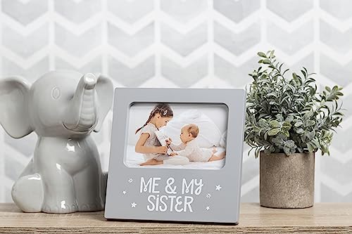 Tiny Ideas Me & My Sister Sentiment Keepsake Frame, Gift For Siblings, Baby Picture Frames, 4" X 6" Photo Insert, Gray #TOP3
