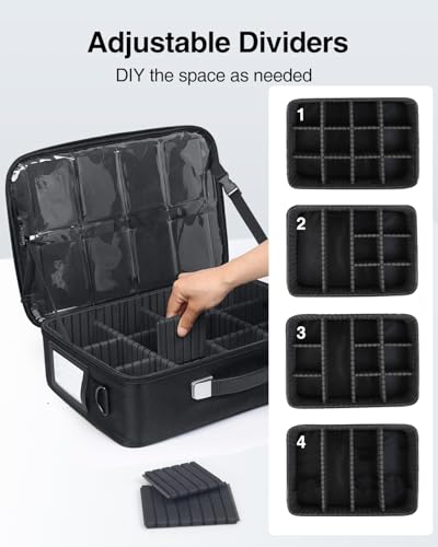 Image of Luxtude Trading Card Storage Box w /Adjustable Dividers, Large Trading Card Carrying Case w /Combination Lock, Baseball Sports Cards Case for 35pt Toploaders, Top Loader Cards Storage for MTG /TCG etc.