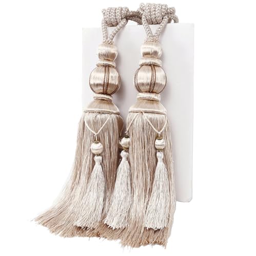 YunNasi 1 Paire d'embrasses de Rideaux en Corde Fait à la Main avec Pompons pour Rideaux de...