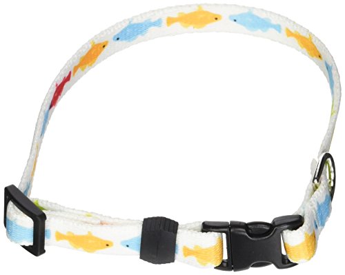 Image of Yellow Dog Design Rainbow Fish White Dog Collar, X-Small-3 /8 Wide and fits Neck Sizes 8 to 12 inch