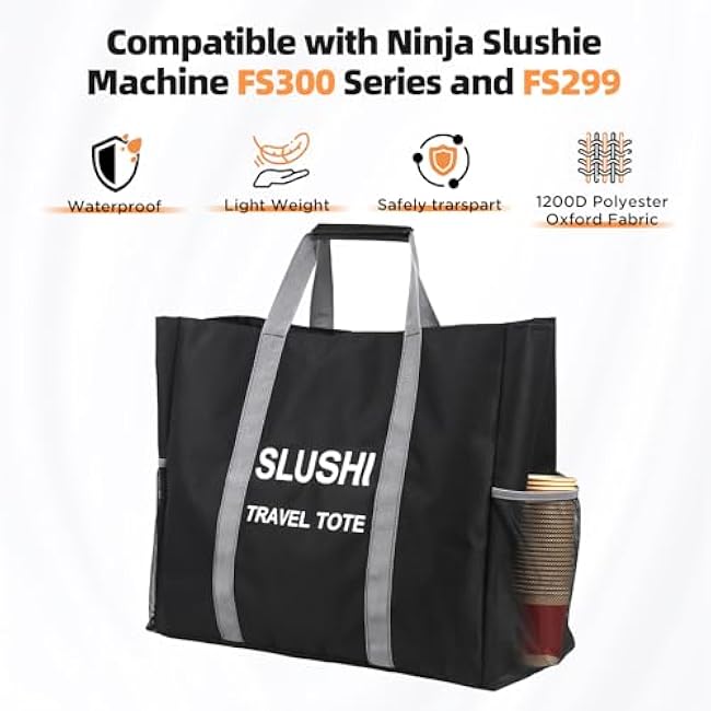 Travel Party Tote for Ninja Slushi Machine FS300 Series and FS299, Slushie Carrying Bag, Slushie Machine Accessories (Black)