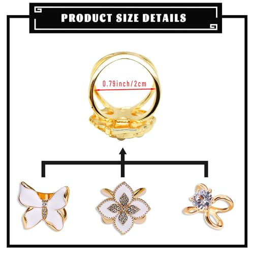 Image of 3pcs Elegant Rhinestone Daisy FLowers Scarf ring Buckle for Lady Heart Crystal Rhinestone Scarves Clip Buckle for women