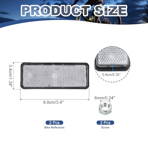 Image of PATIKIL Rectangle Rear Reflectors, 2 Pcs Safety Reflective Warning Reflector Plastic Universal Motorcycle Reflector with M5 Screw Mount for Car Motorcycle Trailer Bike Bicycles, White