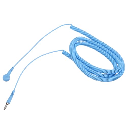 Image of MECCANIXITY ESD Grounding Cable Cord 1000cm /394 Inch Long,Anti-Static Ground Wire Cable Lantern Tip + Buckle for Eliminate Conductor Electrostatic,Pack of 1(Blue)