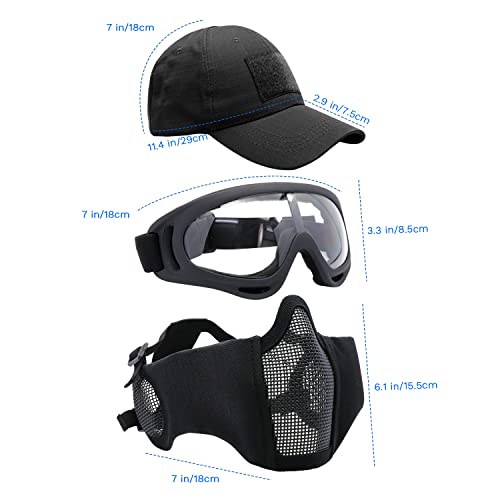 image for Yzpacc Airsoft Half Face Mask with Goggles Hat Set Tactical Masks Full