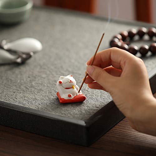 Sizikato Cute Lucky Cat Incense Burner Incense Stick Holder With Lotus Leaf Tray. #TOP3