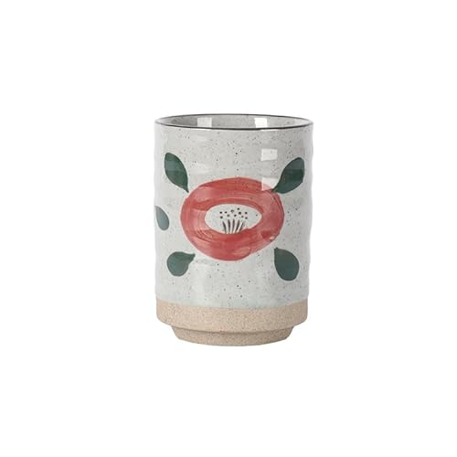 HAQEPO Taza de té de cerámica japonesa de gran capacidad de 300 ml, taza de agua para sushi, cocina, retro, práctica, para el hogar, restaurante, taza de té, taza de café creativa pintada a mano, taza