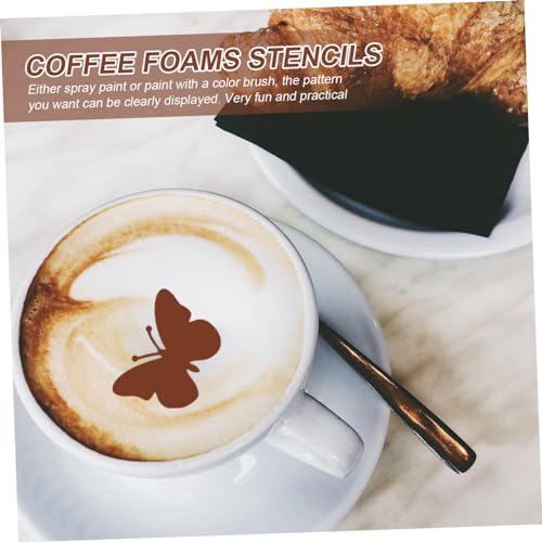 ABOOFAN 30pcs Easter Coffee Stencils Hollow Latte Art Templates for Cappuccino and Crafts Reusable Pet Material for Decorating Drinks and Desserts - Thumbnail 2