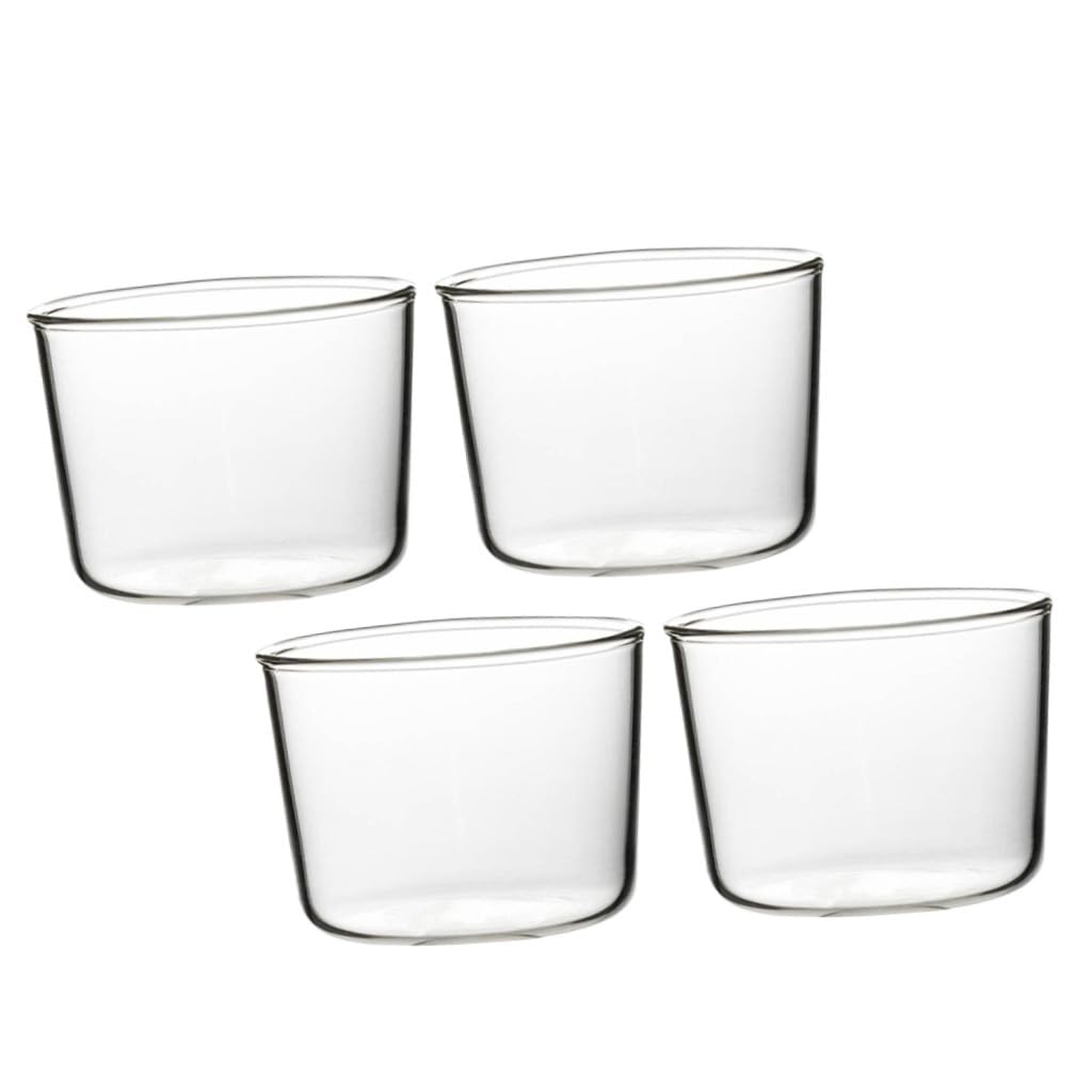 TOYANDONA Vasos de Postre de Vidrio 200 Ml 4 Unidades Tazas de Mousse Redondeadas Resistentes al Calor para Bebidas Frías y Snacks Hogar