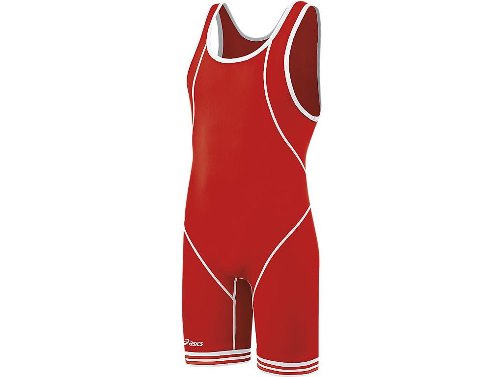 ASICS Men's Snap Down Wrestling Singlet (Red/White), 3X-Small