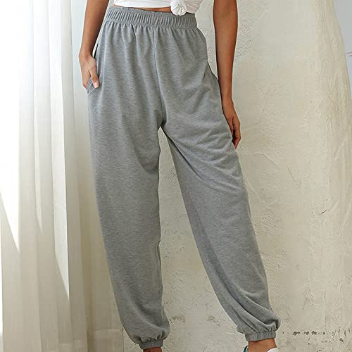 GBSELL Calça de moletom feminina ioga perna larga para relaxar confortável com cordão para treino ca