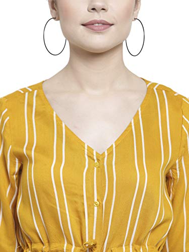 Image of Color Cocktail Women's Yellow Stripe Dress