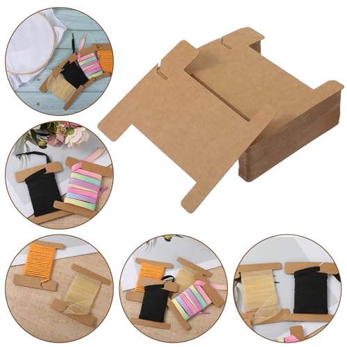 200 Pcs Embroidery Floss Bobbins, Cardboard Ribbon Embroidery Floss Organizer, Empty Cardboard Yarn Bobbins for Cotton Cross Craft DIY Sewing Storage