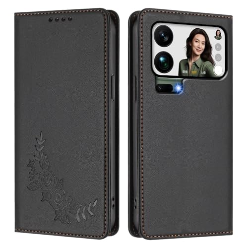 Étui Xiaomi Poco F7 Pro rabat magnétique cuir noir protection portefeuille