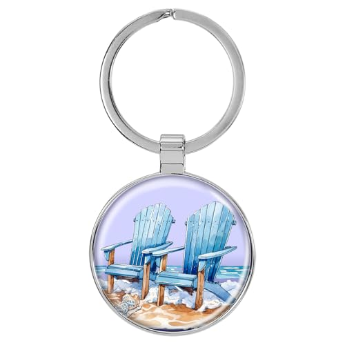 Enthoozies Adirondack Chairs Lake Life Domed Keychain Backpack Pull -