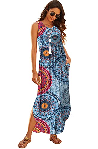Image of Hount Women's Casual Summer Sleeveless Dress Loose Split Maxi Dresses with Pockets