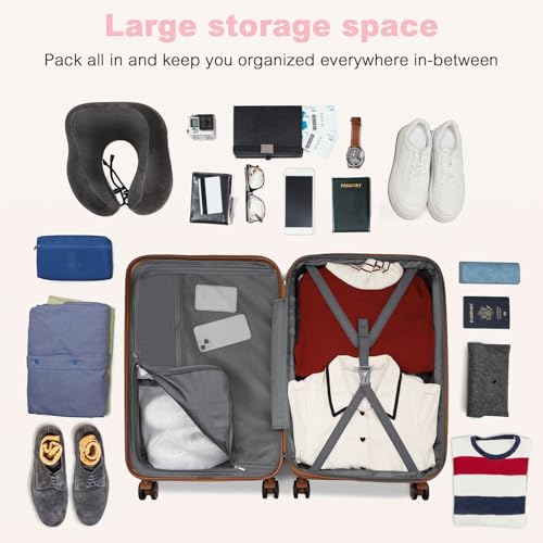 Kono Luggage Expandable 28 Inch Large Checked Luggage, ABS+PC Hardside Trolley Travel Case Hard Shell Suitcase with TSA Lock, Pink