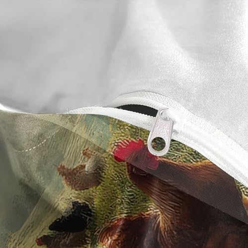 Parure de lit poulets 3D 135x200cm avec housse de couette en microfibre - 8