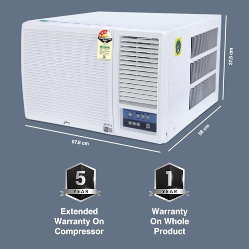 Image of Godrej 1 Ton 3 Star, Turbo Mode Window AC (Copper, Anti-Dust Filter, Anti-Freeze Thermostat, AC 1T WFC 12UTC3 WWA Window 3S, White)