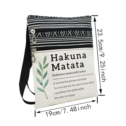 Hakuna Matata Messenger Bag Small Ethnic Pattern Printed Adjustable Strap Crossbody Zipper Bag Funny Definition Phone Bag Wallet Cute Shoulder Handbag for Women2
