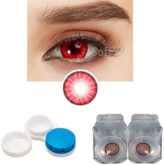 SOFT EYE Red Contact Lens Monthly Contact Lens With Case And Solution. (Red)