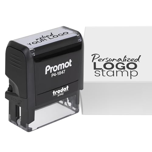 Promot Custom Logo Stamp - Personalized Stamps for Business with Your Logo Artwork or Text - Rubber Stamp for Packaging & Crafts - Custom Stamps Self Inking for Small Business (Medium)