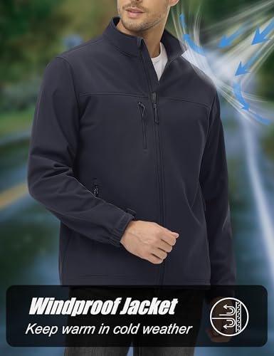 MAGCOMSEN Men's Lightweight Softshell Jacket Fleece Lined Tactical Waterproof Windbreaker Rain Jacket for Outdoor Hiking3