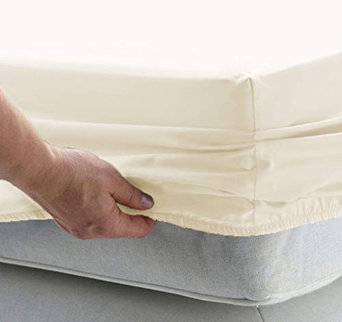 Pizuna 100% Cotton Queen Fitted Sheet 1000 Thread Count, New Ivory