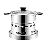 HOVCEH Camping-Spiritus Kocher, 18cm Spirituskocher aus Edelstahl, Spirituskocher mit Topfset, Spirituskocher mit Topf Campingkocher aus Edelstahl für das Kampieren