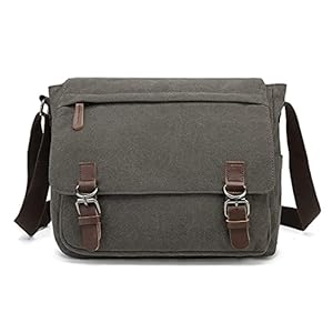 Sechunk Canvas Leather Messenger Bag Shoulder bag Cross body bag Crossbody large for men boy girl