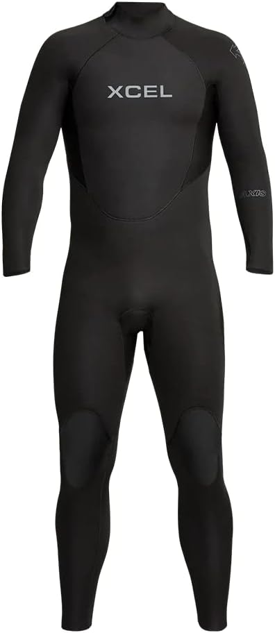 XCELMens Axis 3/2mm Back Zip Wetsuit - Black - Easy Stretch - New Plush Thermo LITE Infrared Chest - Japanese Limestone -