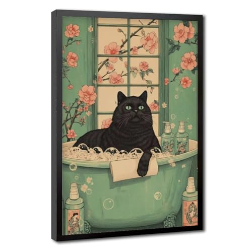 Déco salle de bain chat amusant pour une ambiance zen - 4 cadres muraux salon
