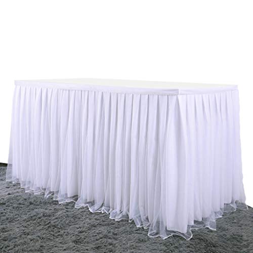 Flameer tafelkleed tule tafelrok wit voor babyshower, bruiloft, verjaardag, kinderverjaardag - Image 7