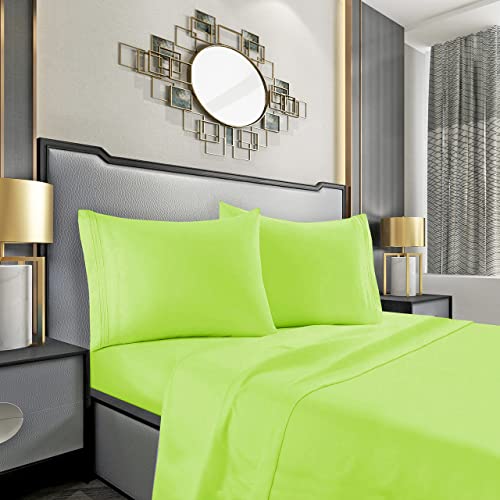 Mocassi Pillow Cases Standard Size Set of 2 - Pillow Covers - Pillow Protector - Hotel Luxury 1800 Thread Count Bedding Sheets & Cooling Pillowcases (Set of 2 Standard/Queen Size, Lime) by Mocassi - Used condition - US$10.20