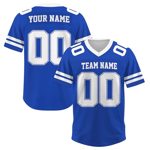 Custom Football Jersey, Personalized Royal Blue Football Jersey with Team