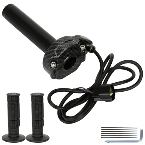SHIQINHA Electric Dirt Bike Throttle Handle Kit Compatible with Surron Light Bee X and S LBX Imitation Carbon Fiber Quick Twist Throttle for Segway X260 X160 E-Ride Pro S E-Bike with Handlebar Grips