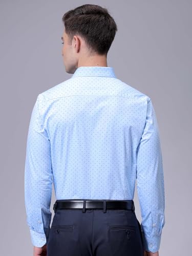 Image of The Indian Garage Co Men Slim Fit Ditsy Printed Full Sleeves Cutaway Collar Formal Shirt