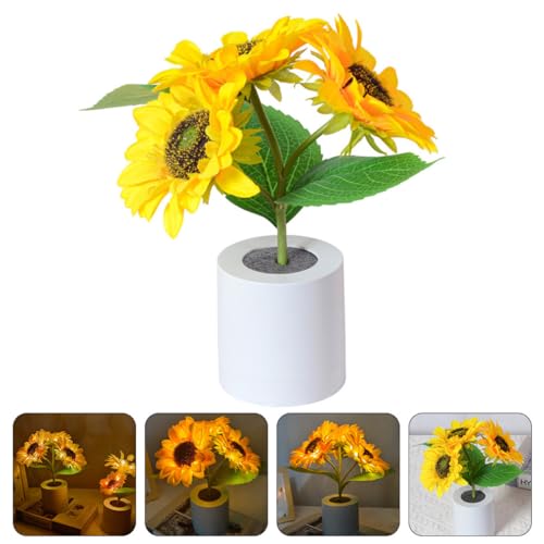 Lampe de nuit LED tournesol Zerodeko avec 3 têtes pour décoration de chevet